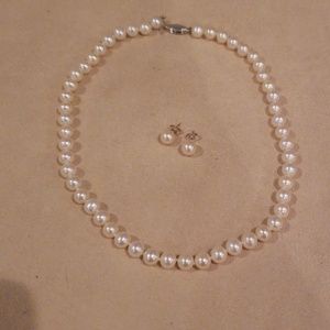 Blue Nile pearl necklace and earrings